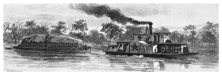 Wool Barge on the River Darling, Australia, 1886