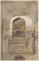 Worship of stone image of Shiva and Parvati within a lingam