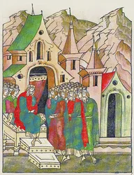 Yaropolk of Kiev Calls His Brothers to Reconcile. From the Illuminated Compiled Chronicle