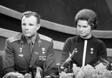 Yuri Gagarin and Valentina Tereshkova, Russian cosmonauts