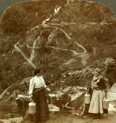 Zigzags of the Famous Grjotlid Road - Mountain Milk-Maids Along the Way Near Marok, Norway