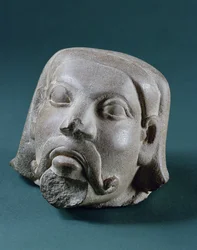 Buffed Sandstone Head of a Foreigner, Sarnath, 3rd Century BC