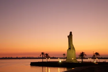 Columbus Monument sculpted by Gertrude V. Whitney at Punta del Sebo near Huelva, Huelva Province, Andalusia, southern Spain