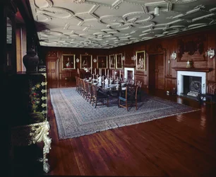 Drumlanrig Castle: dining room with a portrait of William, 1st Duke of Queensberry