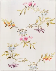 Floral design of carnations and roses for a silk material to be woven at Spitalfields, by Anna Maria Garthwaite, 1744