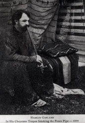 Hamlin Garland in his Cheyenne Teepee Smoking a Peace Pipe, from 