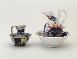 Crown Staffordshire jug and basin and Welsh baluster jug and basin
