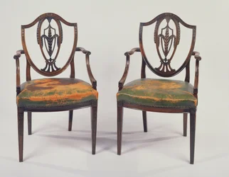 Pair of George III Rosewood Dining Chairs, After a Design by George Hepplewhite