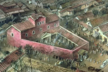 Reconstruction of the 2nd Century Triangular temple at Verulamium