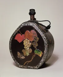 Sake Flask Inlaid with Mother of Pearl, Japanese, Probably 19th Century