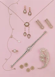 Selection of Edwardian and Art Deco jewellery: opal earrings and pendant; diamond neglige pendant; ostrich plume brooch; diamond and onyx cufflinks and studs