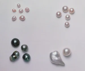 Selection of different shaped cultured pearls