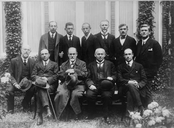 Sigmund Freud with colleagues at a psychoanalytic congress in The Hague, 1920