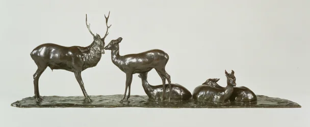 Stag and Deer with Fawns by Rembrandt Bugatti