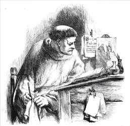 A monk illuminating a manuscript