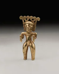 A rare International Style gold figure of a shaman, probably from Panama or Costa Rica, c. 500-1000
