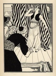 A sultan hides the Baron de Munchausen. Illustration by William Strang and JB Clark from The Adventures of the Baron of Munchausen by Rudolf Erich Raspe