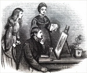 A young artist presenting her work