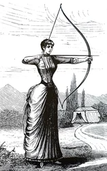 A young lady practising her archery skills