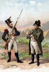 A young soldier stopping Napoleon I on his way 1805