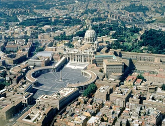 Aerial View of the Greek-Cross Basilica, Piazza San Pietro and the Surrounding Vatican City