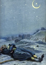 Allegory of the Turkish national anthem: a soldier who died for his country, around 1900