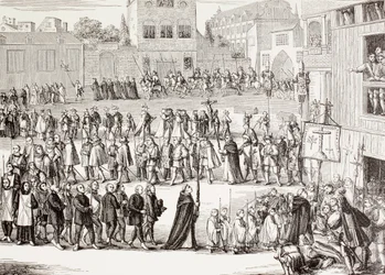 An Auto-da-fe, or Act of Faith, procession in Spain, after a 15th century engraving, from 