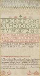 Band Sampler with Alphabet, Numbers and a Verse, Worked by Elizabeth Howe
