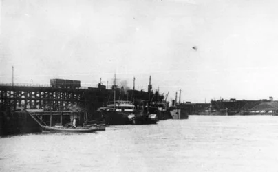 Blyth Harbour, Showing an Amount of Colliers Lying Alongside Blyth Staiths with a Harbour Commission Launch in the Foreground