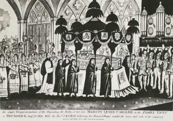 Burial of the body of Queen Caroline in the family vault at Brunswick Cathedral