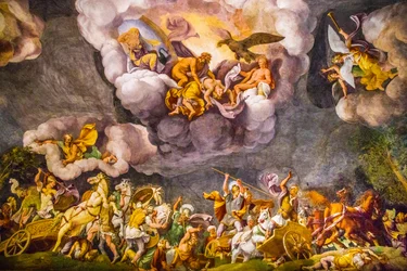 Ceiling painting in Palazzo Duccale, Royal Palace, Castle San Giorgio, Mantua, Lombardy, Italy, Europe
