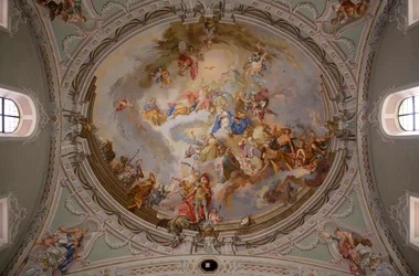 Ceiling Painting, Interior Photograph, St. George Catholic Parish Church, Neustift, Stubai Valley, Tyrol, Austria