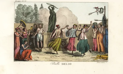 Ceremonial Dance for Artemis or Diana the Huntress in a Sacred Forest on the Island of Delos