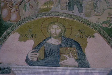 Christ in Majesty, mosaic above the door of the narthex of the Byzantine church of St. Saviour of the Chora