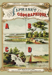 Cover: A: Archipelago, B: Bois de Boulogne, C: Cascade, D: Dyke - Engraving from Geographical Alphabet. Guerin-Muller et Cie, publishers, Paris
