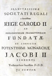 Dedication page of Newton