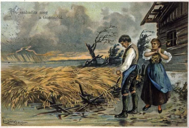 Deliver Us from Evil. Peasants After the Storm. c.1900 (Illustration)