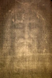Detail of Shroud of Turin in Chiesa della SS Annunziata Church, Turin, Italy