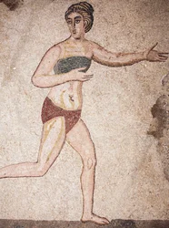 Detail of the Chamber of the Ten Maidens or the mosaic of the 