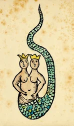 Double Crowned Mermaid, Engraving of a 15th Century Treaty