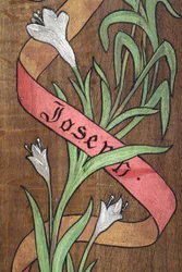 Drawing: Flowers and a Ribbon with the Name Joseph Written on It, Fecamp, France