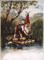 Dwarf Cutting from the Reed by a Pond