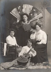 Four Ladies with Horn, Guitar and Fan, France
