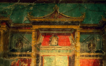 Fresco in salon, Villa Poppaea, archaeological area of Oplonti, Torre Annunziata (Unesco World Heritage List)