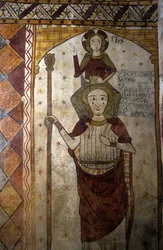 Fresco of the Ferrande Tower in Pernes-les-Fontaines (Pernes les Fontaines, Vaucluse (84) of the 13th Century: Saint Christopher Carrying Christ