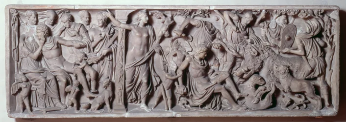 Front of a sarcophagus depicting the death of Adonis, Roman, 2nd century