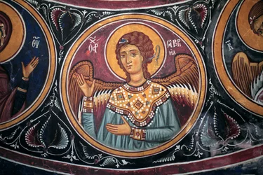 Gabriel Archangel Medallion around Christ and the Last Judgement (detail)