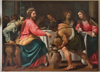 Genoa, Duomo (St Lawrence Cathedral), inside, Baptistery (formerly Church of St John the Old): "Wedding at Cana", by Domenico Fiasella