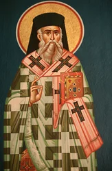 Greek Orthodox Icon Depicting a Saint Bishop