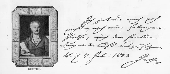 Handwriting and signature of Goethe